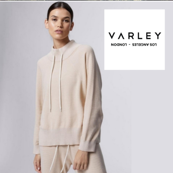 Varley Tops - Varley Maceo 2.0 ginger root cream long sleeve drawstring sweatshirt cotton sz S
